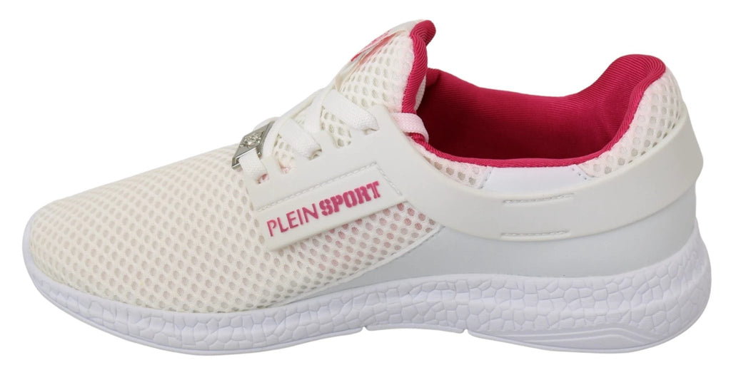 Philipp Plein White Pink Polyester Becky Sneakers Shoes by Philipp Plein