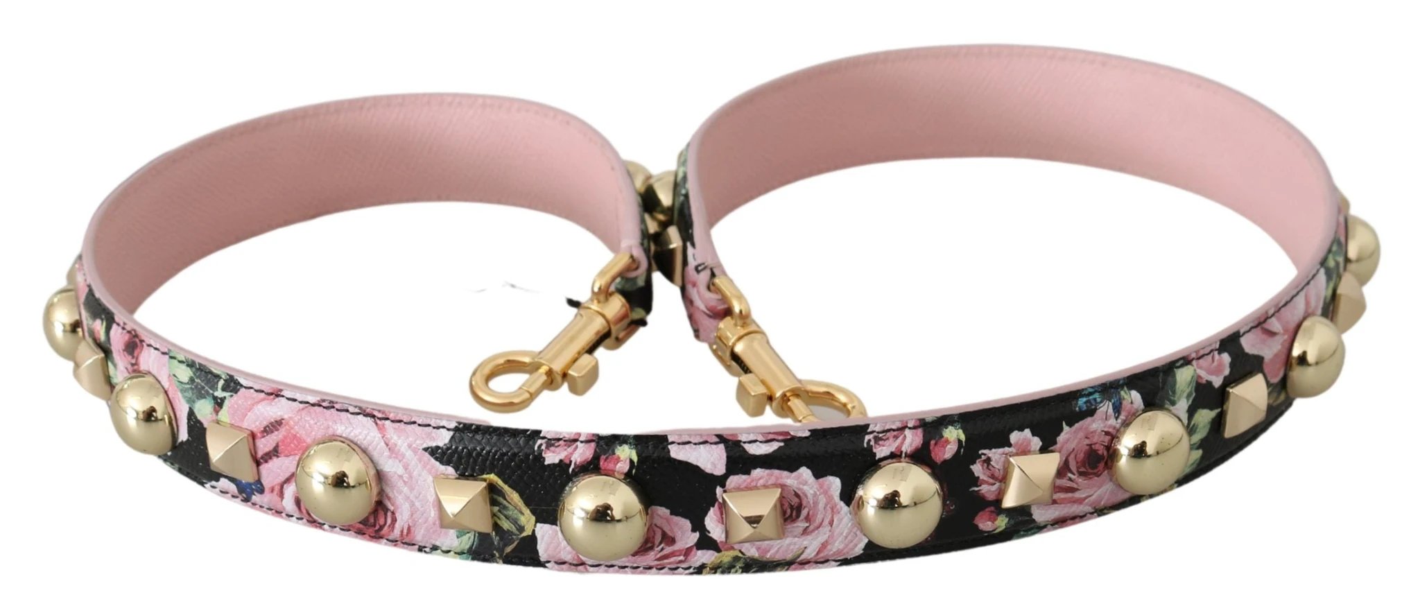 Dolce & Gabbana Pink Floral Leather Stud Accessory Shoulder Strap by Dolce & Gabbana