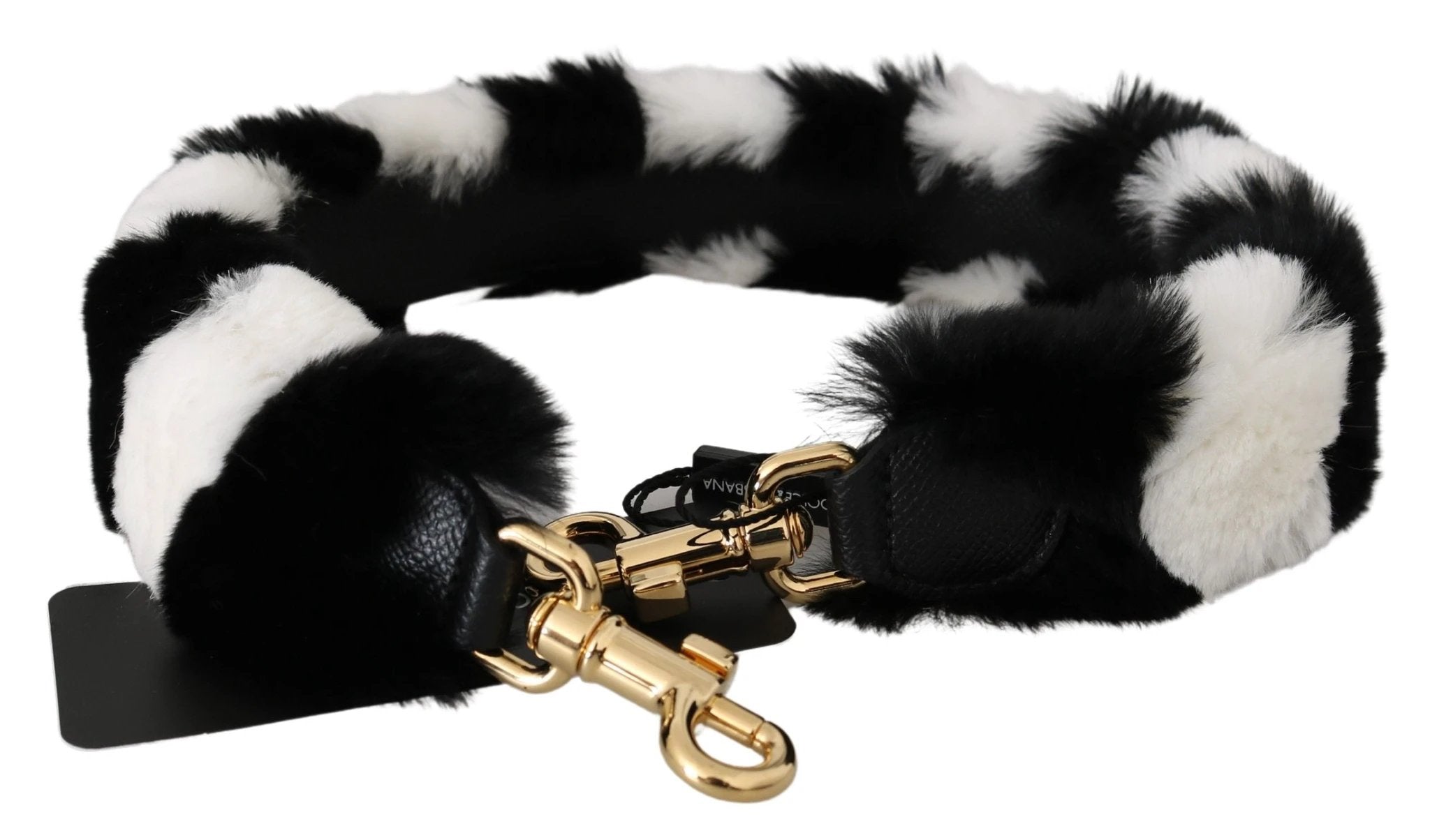 Dolce & Gabbana Black White Lapin Fur Accessory Shoulder Strap by Dolce & Gabbana