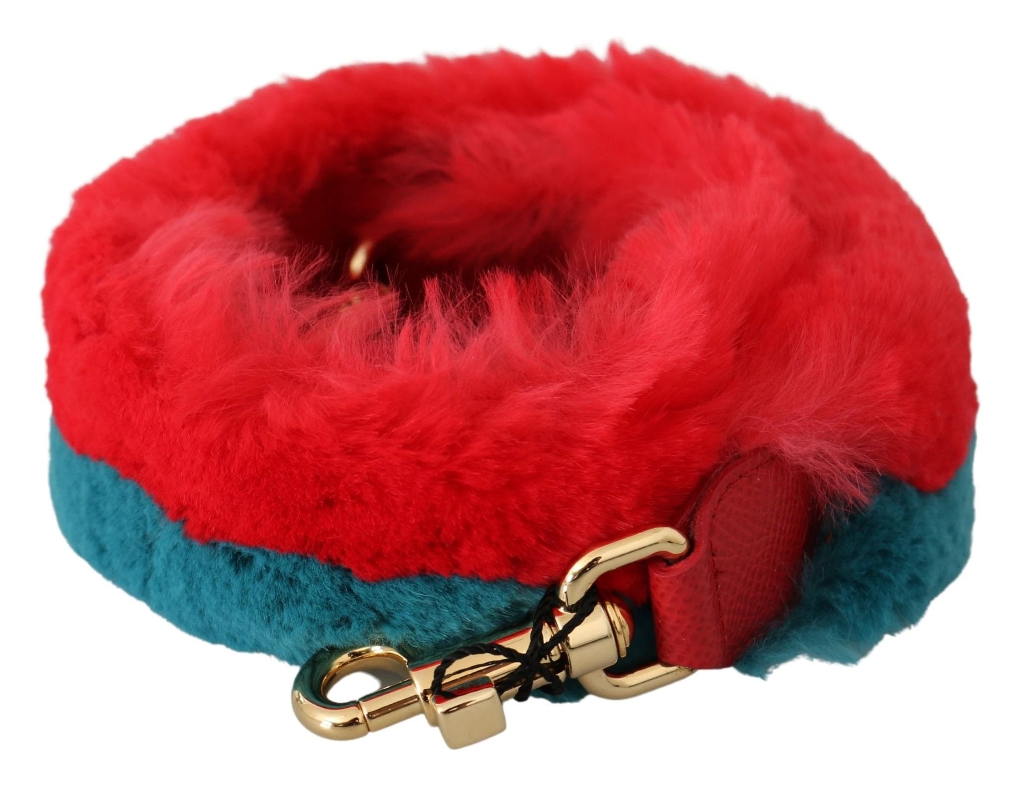 Dolce & Gabbana Red Blue Rabbit Fur Leather Shoulder Strap by Dolce & Gabbana