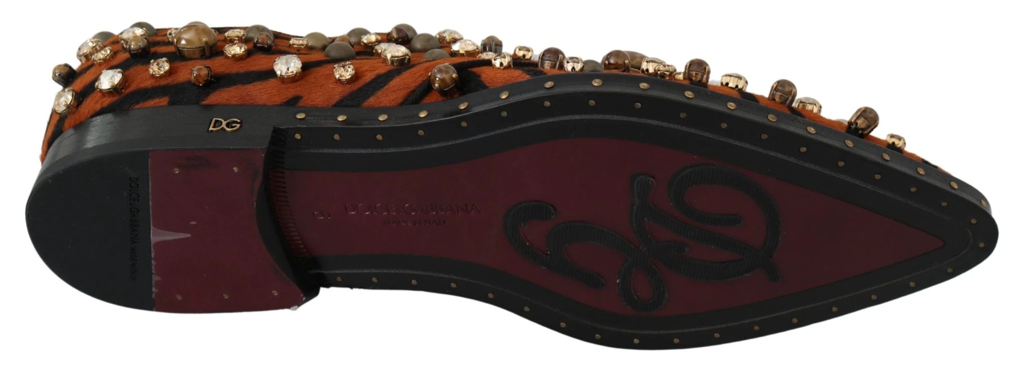 Dolce & Gabbana Orange Pony Hair Crystal Dress Broque Shoes by Dolce & Gabbana