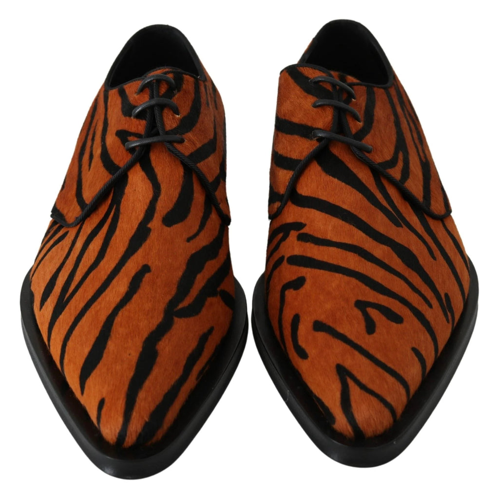 Dolce & Gabbana Orange Pony Hair Formal Dress Broque Shoes by Dolce & Gabbana