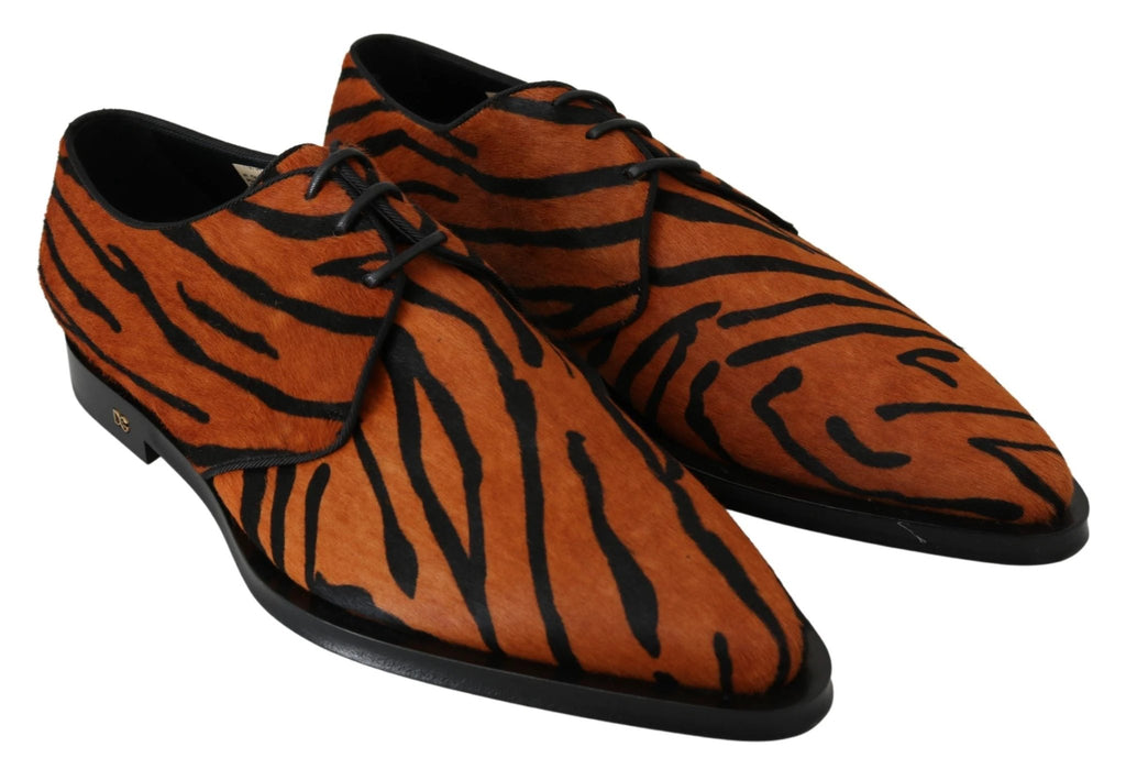 Dolce & Gabbana Orange Pony Hair Formal Dress Broque Shoes by Dolce & Gabbana