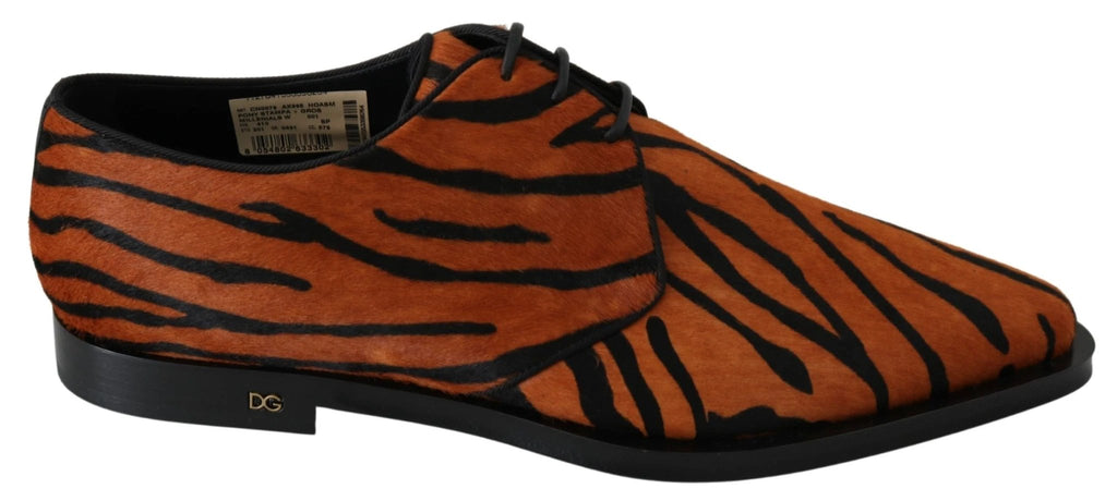 Dolce & Gabbana Orange Pony Hair Formal Dress Broque Shoes by Dolce & Gabbana
