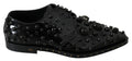 Dolce & Gabbana Black Leather Crystals Dress Broque Shoes by Dolce & Gabbana