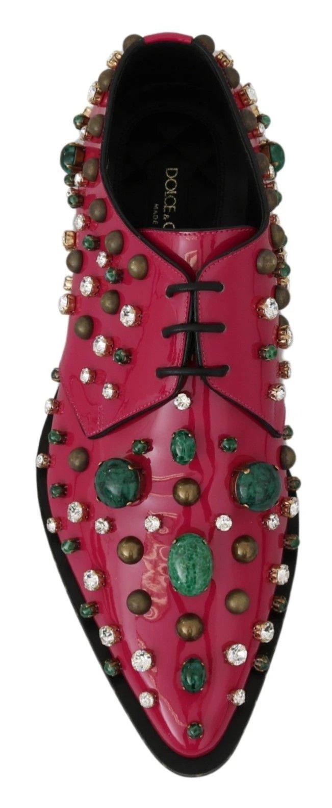 Dolce & Gabbana Pink Leather Crystals Dress Broque Shoes by Dolce & Gabbana