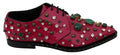 Dolce & Gabbana Pink Leather Crystals Dress Broque Shoes by Dolce & Gabbana