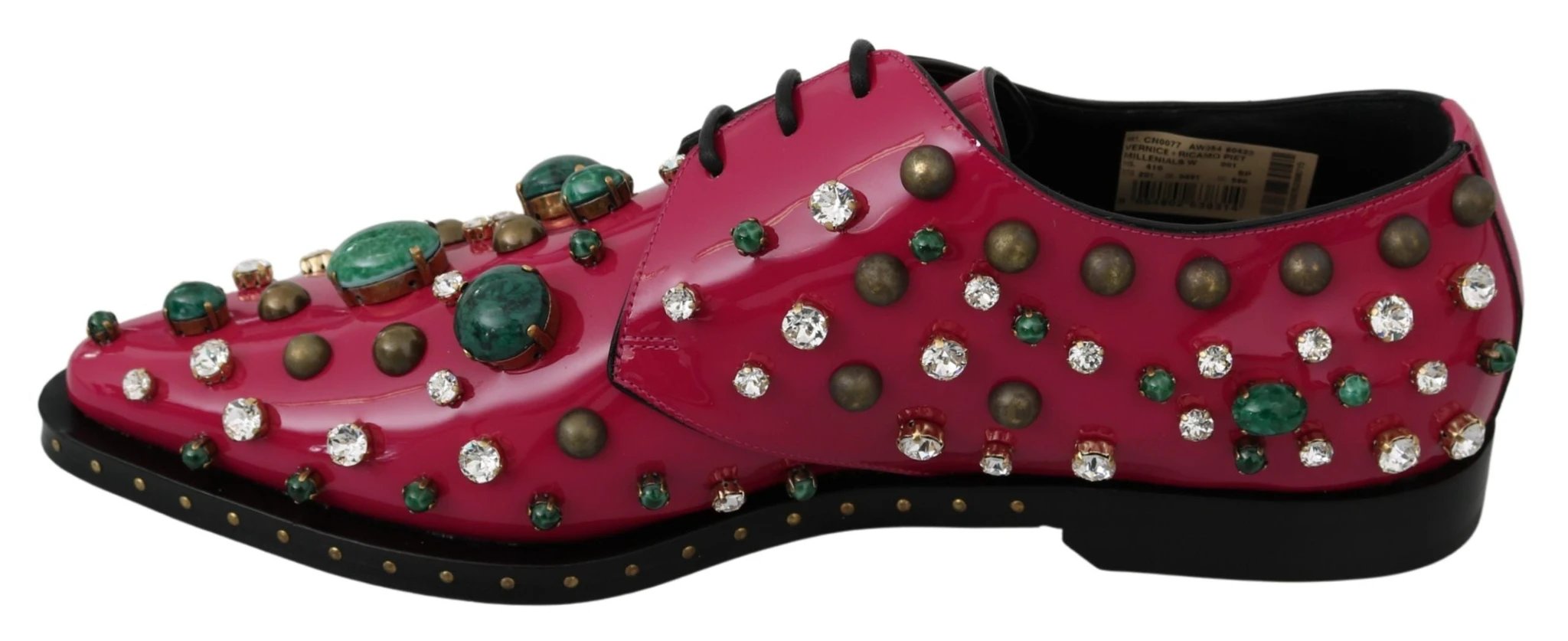 Dolce & Gabbana Pink Leather Crystals Dress Broque Shoes by Dolce & Gabbana