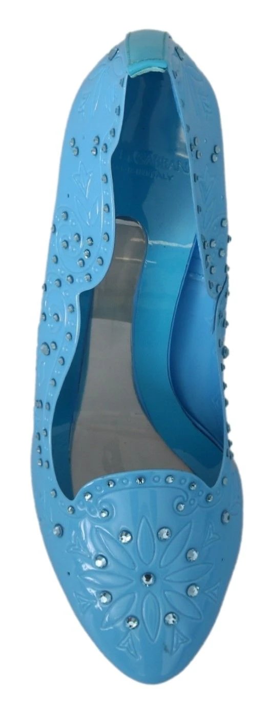 Dolce & Gabbana Blue Crystal Floral CINDERELLA Heels Shoes by Dolce & Gabbana