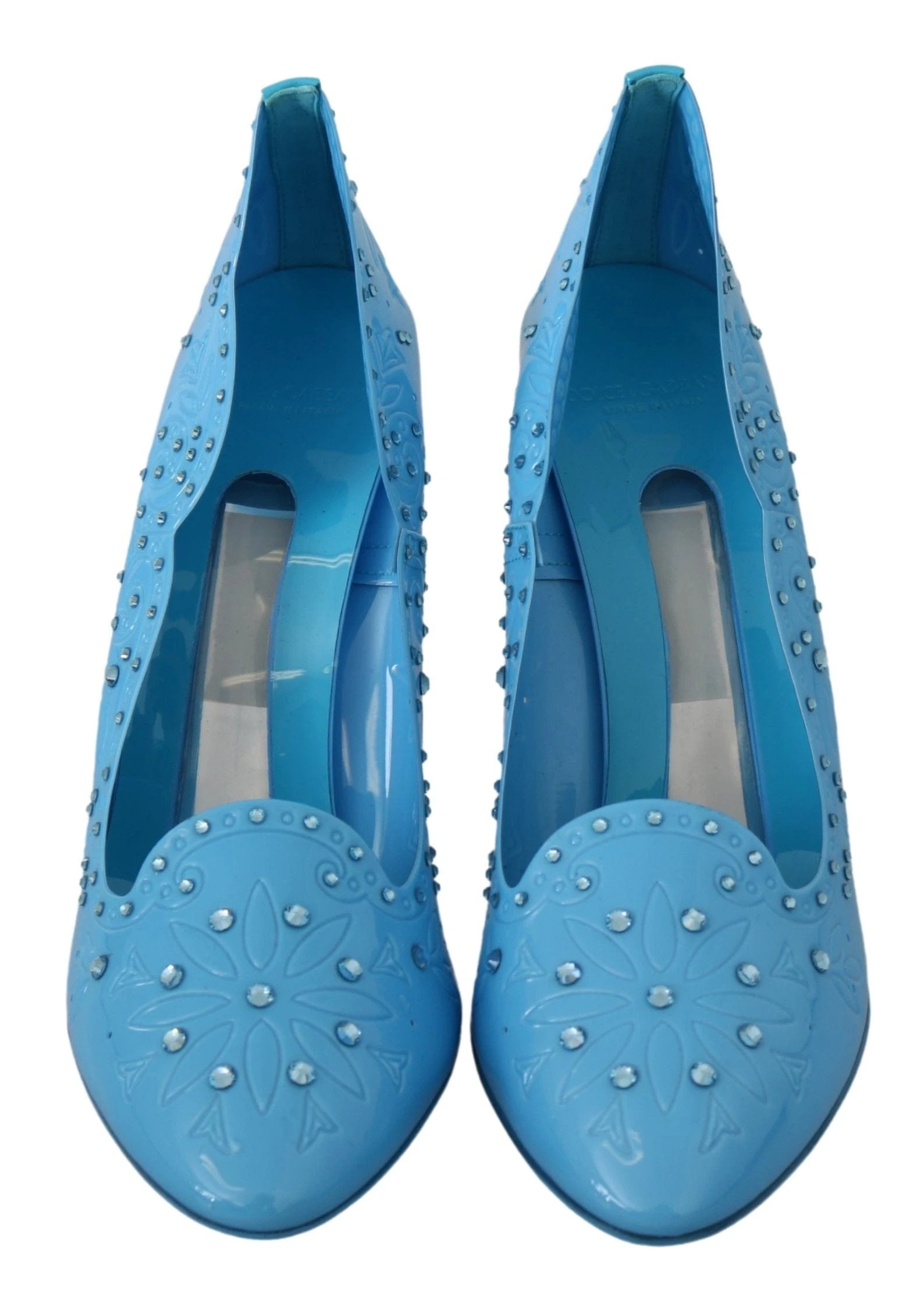 Dolce & Gabbana Blue Crystal Floral CINDERELLA Heels Shoes by Dolce & Gabbana