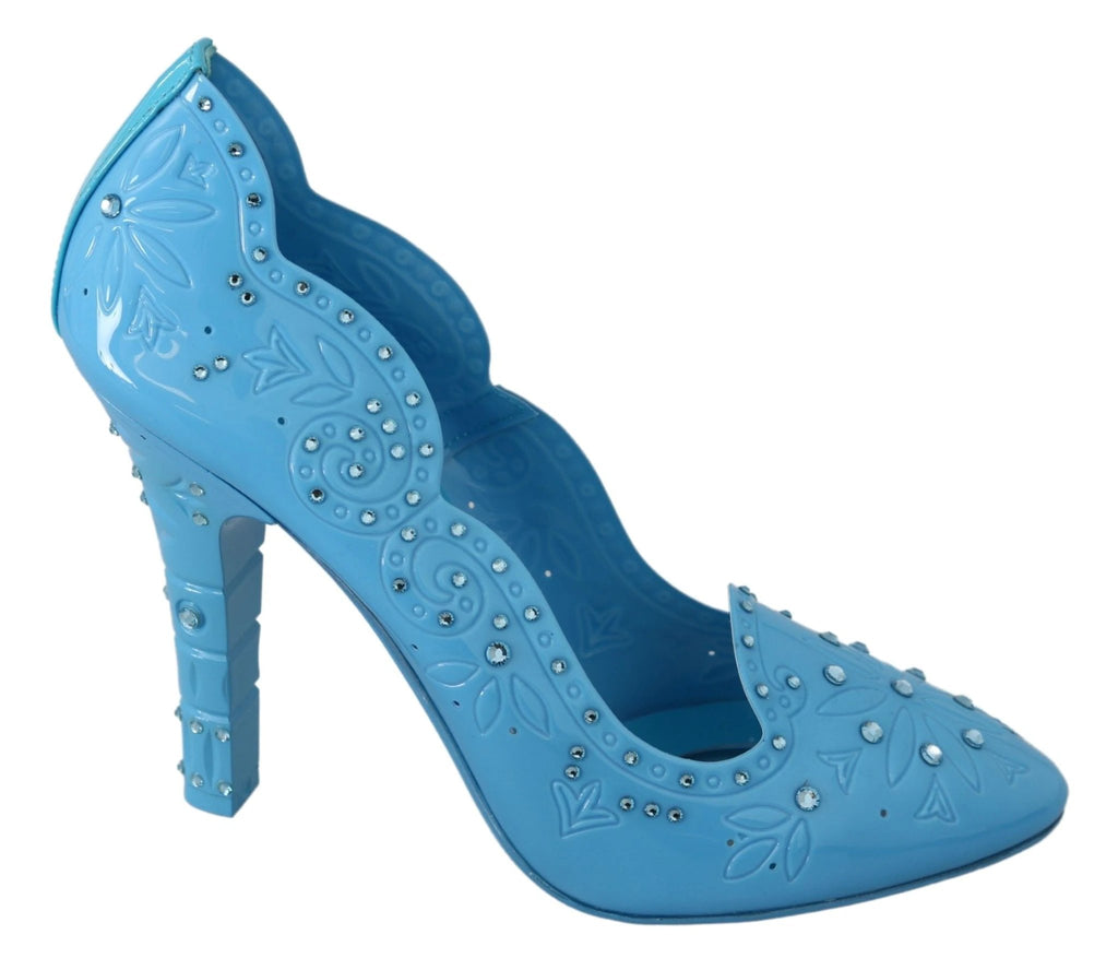 Dolce & Gabbana Blue Crystal Floral CINDERELLA Heels Shoes by Dolce & Gabbana