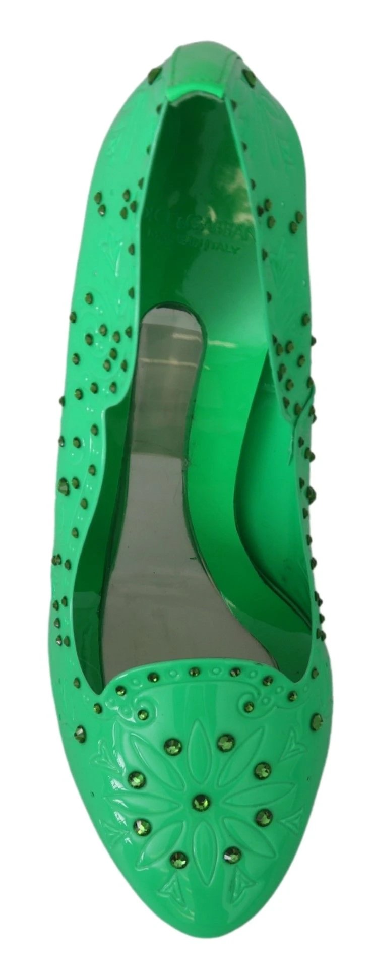 Dolce & Gabbana Green Crystal Floral Heels CINDERELLA Shoes by Dolce & Gabbana