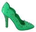 Dolce & Gabbana Green Crystal Floral Heels CINDERELLA Shoes by Dolce & Gabbana