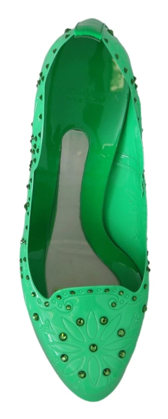 Dolce & Gabbana Green Crystal Floral CINDERELLA Heels Shoes by Dolce & Gabbana