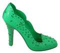 Dolce & Gabbana Green Crystal Floral CINDERELLA Heels Shoes by Dolce & Gabbana