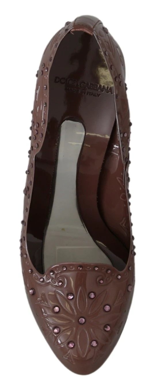Dolce & Gabbana Brown Floral Crystal Heels CINDERELLA Shoes by Dolce & Gabbana
