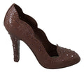 Dolce & Gabbana Brown Floral Crystal Heels CINDERELLA Shoes by Dolce & Gabbana