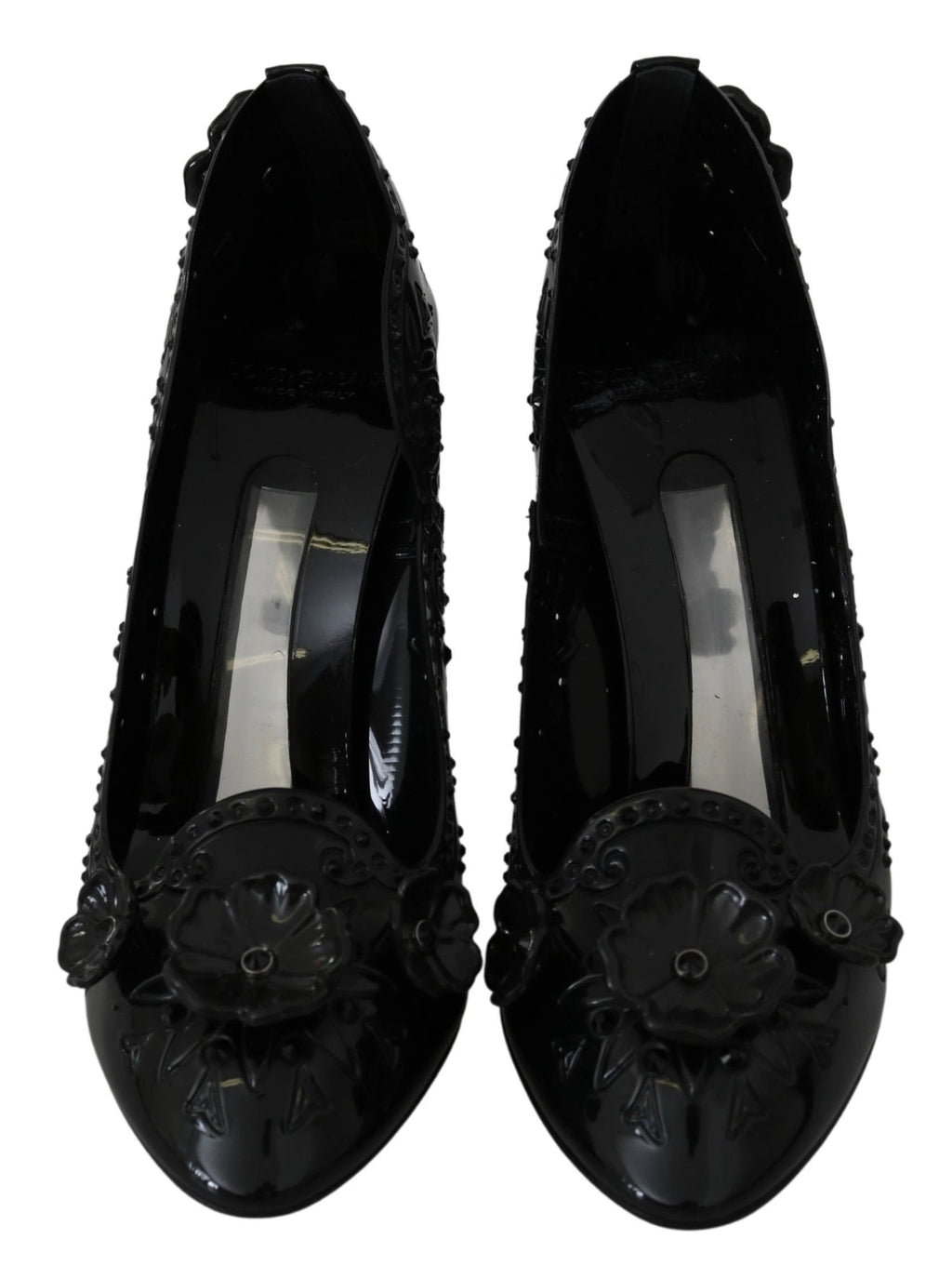 Dolce & Gabbana Black Floral Crystal CINDERELLA Heels Shoes by Dolce & Gabbana