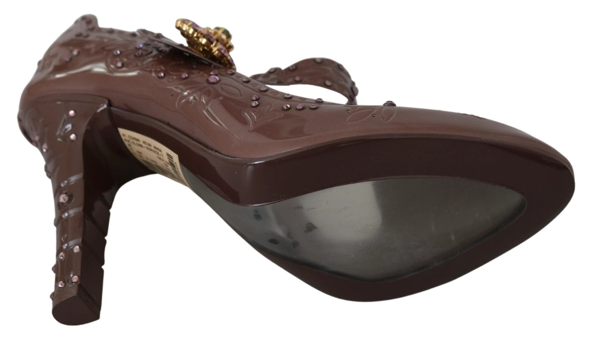 Dolce & Gabbana Brown Floral Crystal CINDERELLA Heels Shoes by Dolce & Gabbana