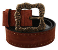 Dolce & Gabbana Brown Suede Leather Studded Baroque Belt by Dolce & Gabbana