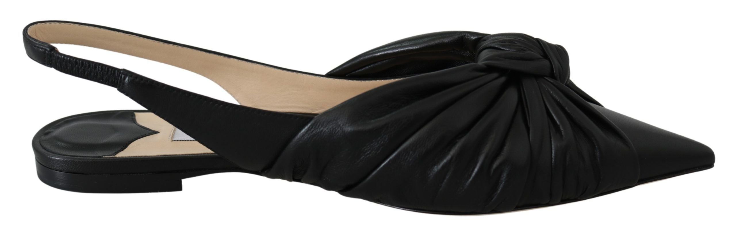 Jimmy Choo Black Leather Annabell Flat Shoes by Jimmy Choo