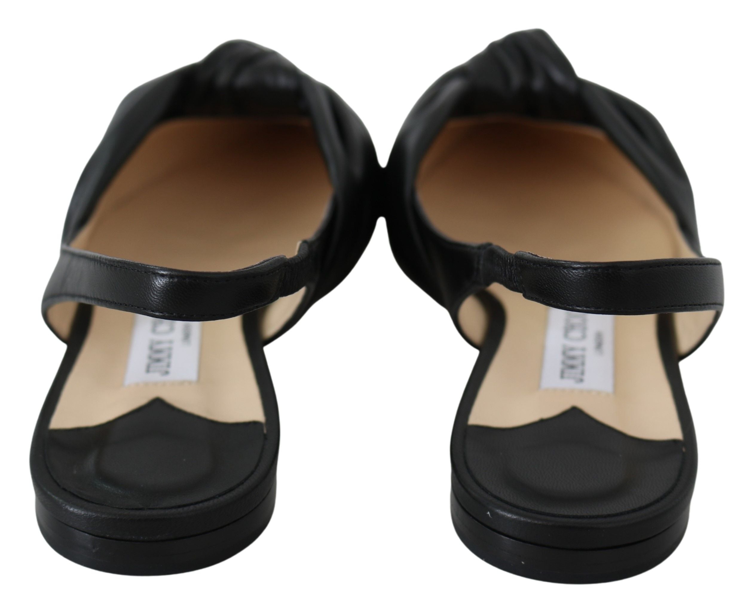 Jimmy Choo Black Leather Annabell Flat Shoes by Jimmy Choo