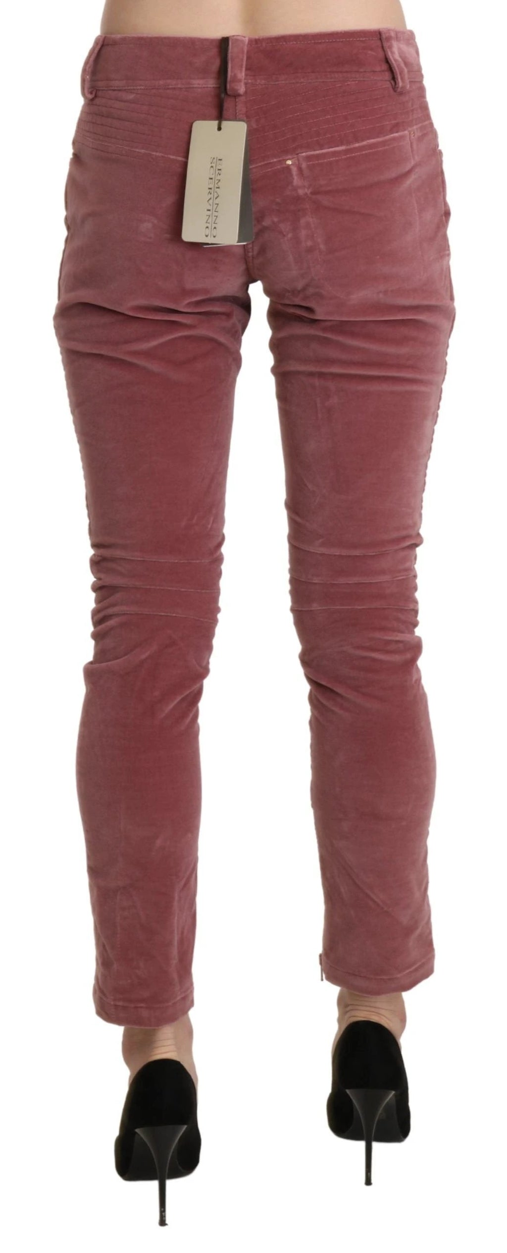 Ermanno Scervino Red Mid Waist Skinny Cotton Pants by Ermanno Scervino