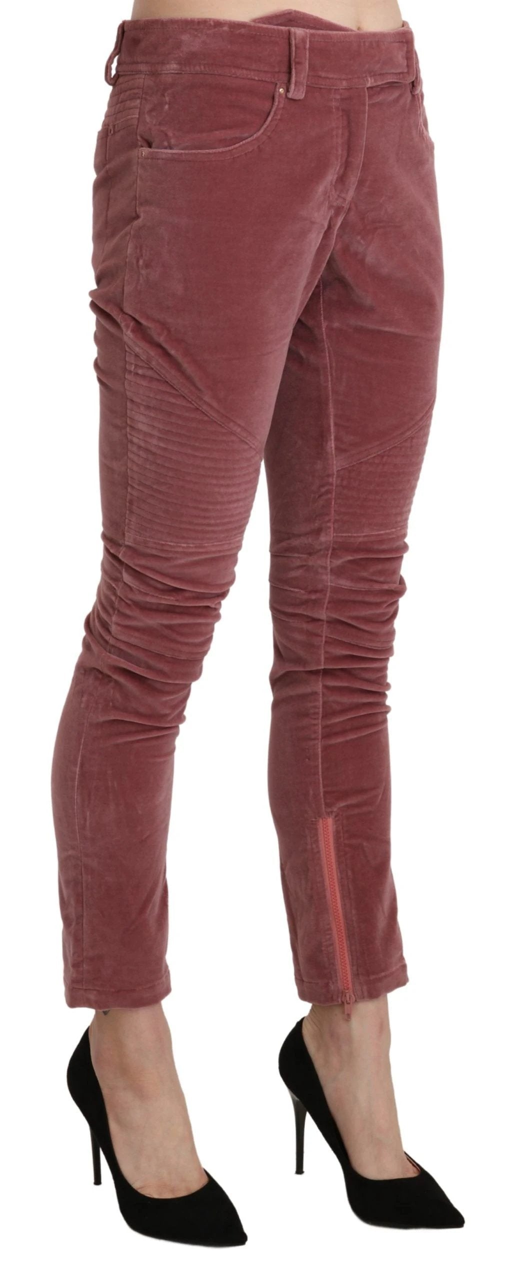 Ermanno Scervino Red Mid Waist Skinny Cotton Pants by Ermanno Scervino