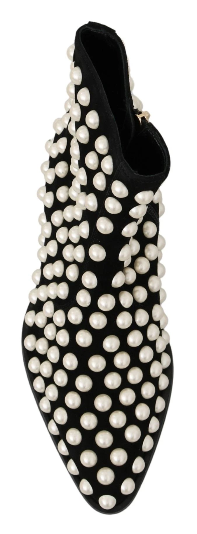 Dolce & Gabbana Black Suede Pearl Studs Boots Shoes by Dolce & Gabbana