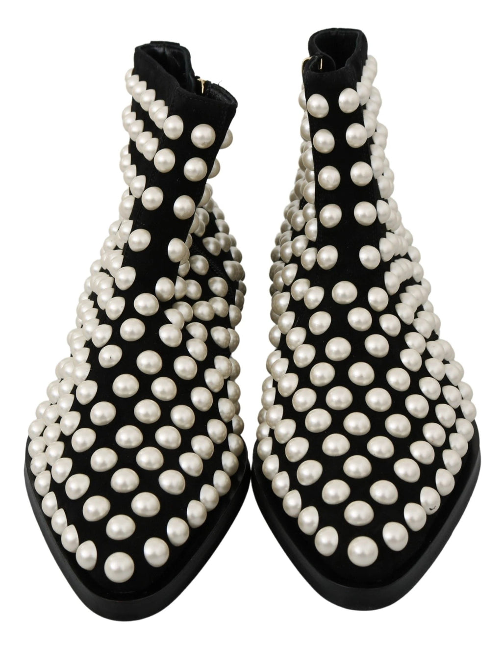 Dolce & Gabbana Black Suede Pearl Studs Boots Shoes by Dolce & Gabbana