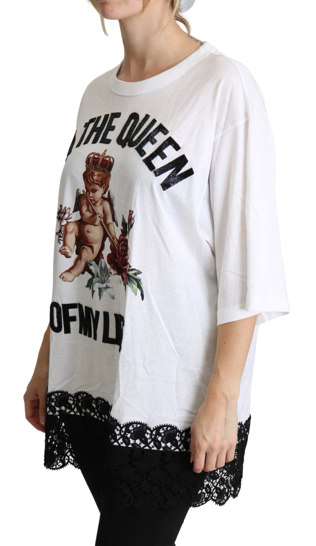 Dolce & Gabbana White Angel Print Cotton Round Neck Shirt Tops by Dolce & Gabbana
