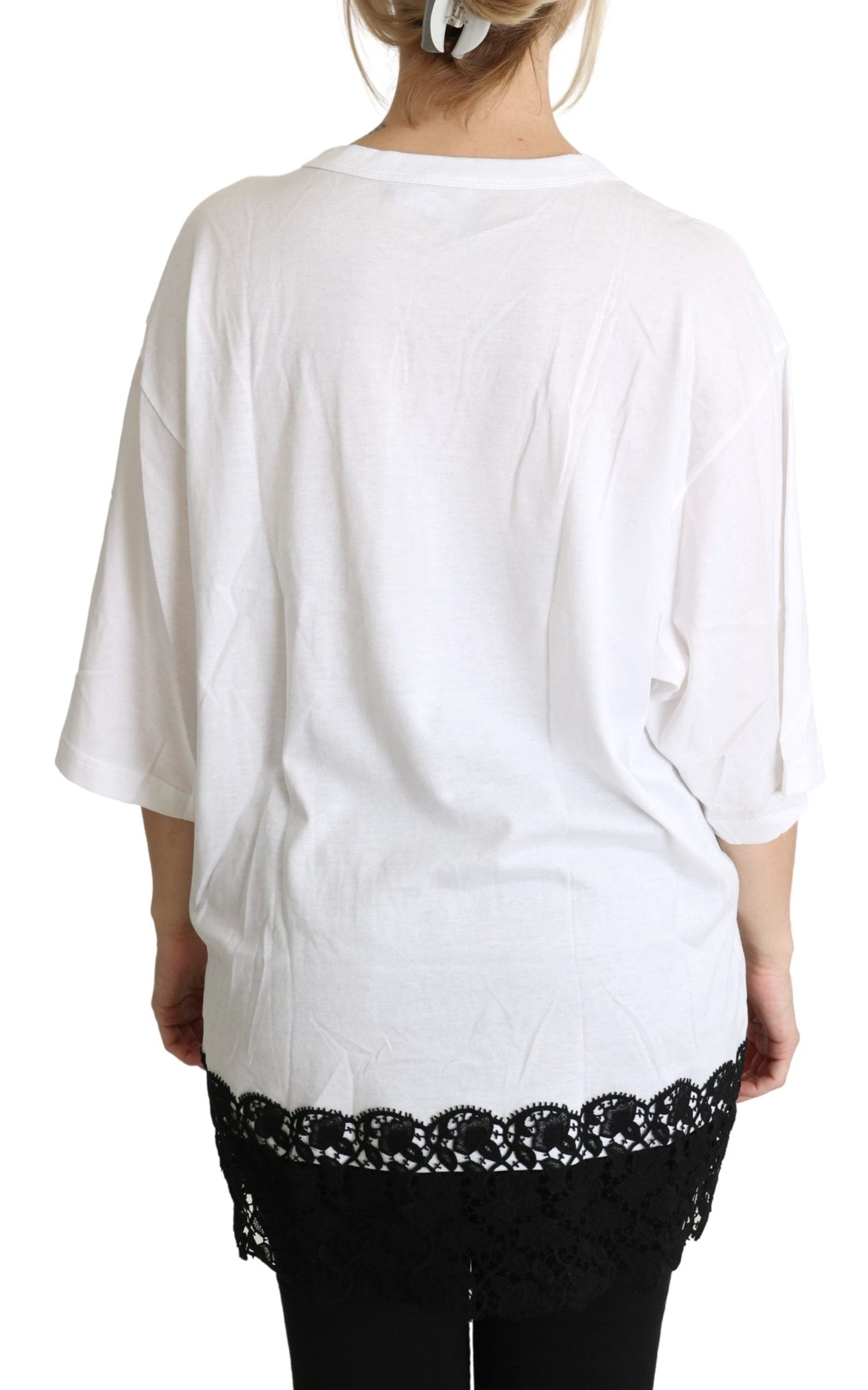 Dolce & Gabbana White Angel Print Cotton Round Neck Shirt Tops by Dolce & Gabbana