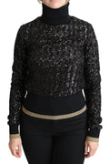 Dolce & Gabbana Black Sequined Knitted Turtle Neck Sweater by Dolce & Gabbana