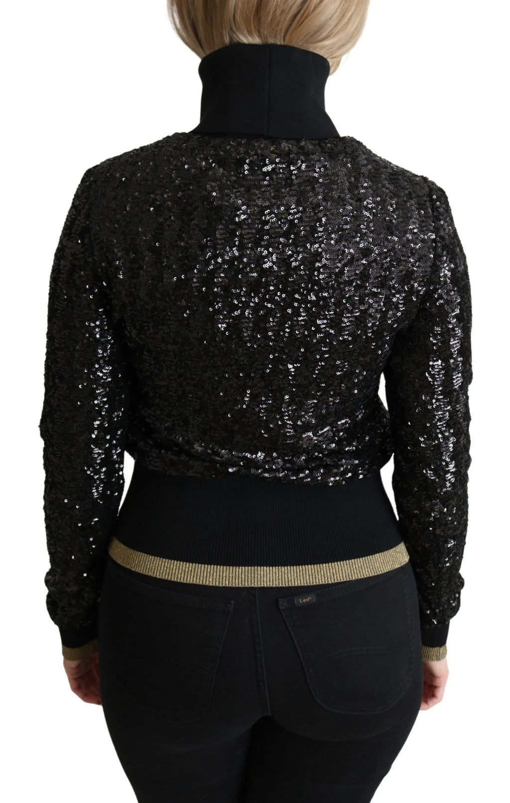 Dolce & Gabbana Black Sequined Knitted Turtle Neck Sweater by Dolce & Gabbana