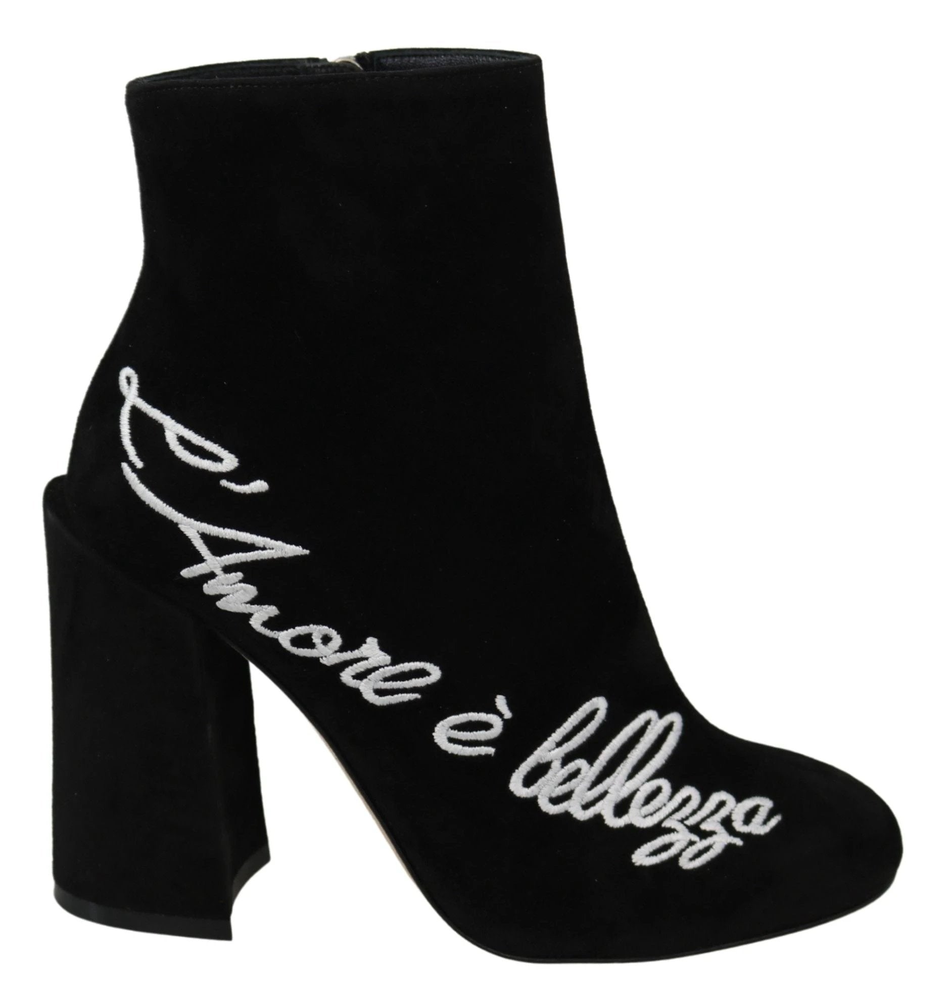 Dolce & Gabbana Black Suede L'Amore E'Bellezza Boots Shoes by Dolce & Gabbana
