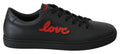 Dolce & Gabbana Black Leather Love Heart Sneakers Womens Shoes by Dolce & Gabbana