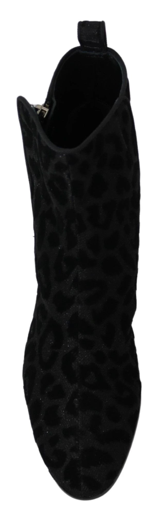Dolce & Gabbana Black Leopard Short Boots Zipper Shoes by Dolce & Gabbana