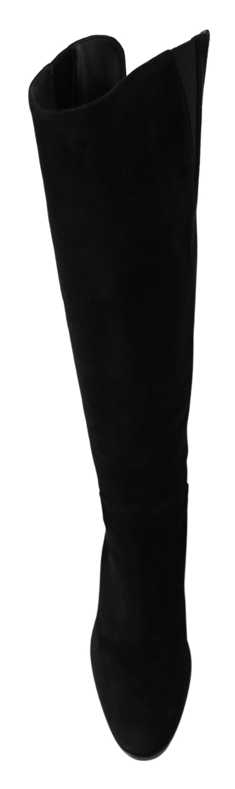Dolce & Gabbana Black Suede Knee High Flat Boots Shoes by Dolce & Gabbana