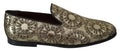 Dolce & Gabbana Gold Jacquard Flats Mens Loafers Shoes by Dolce & Gabbana