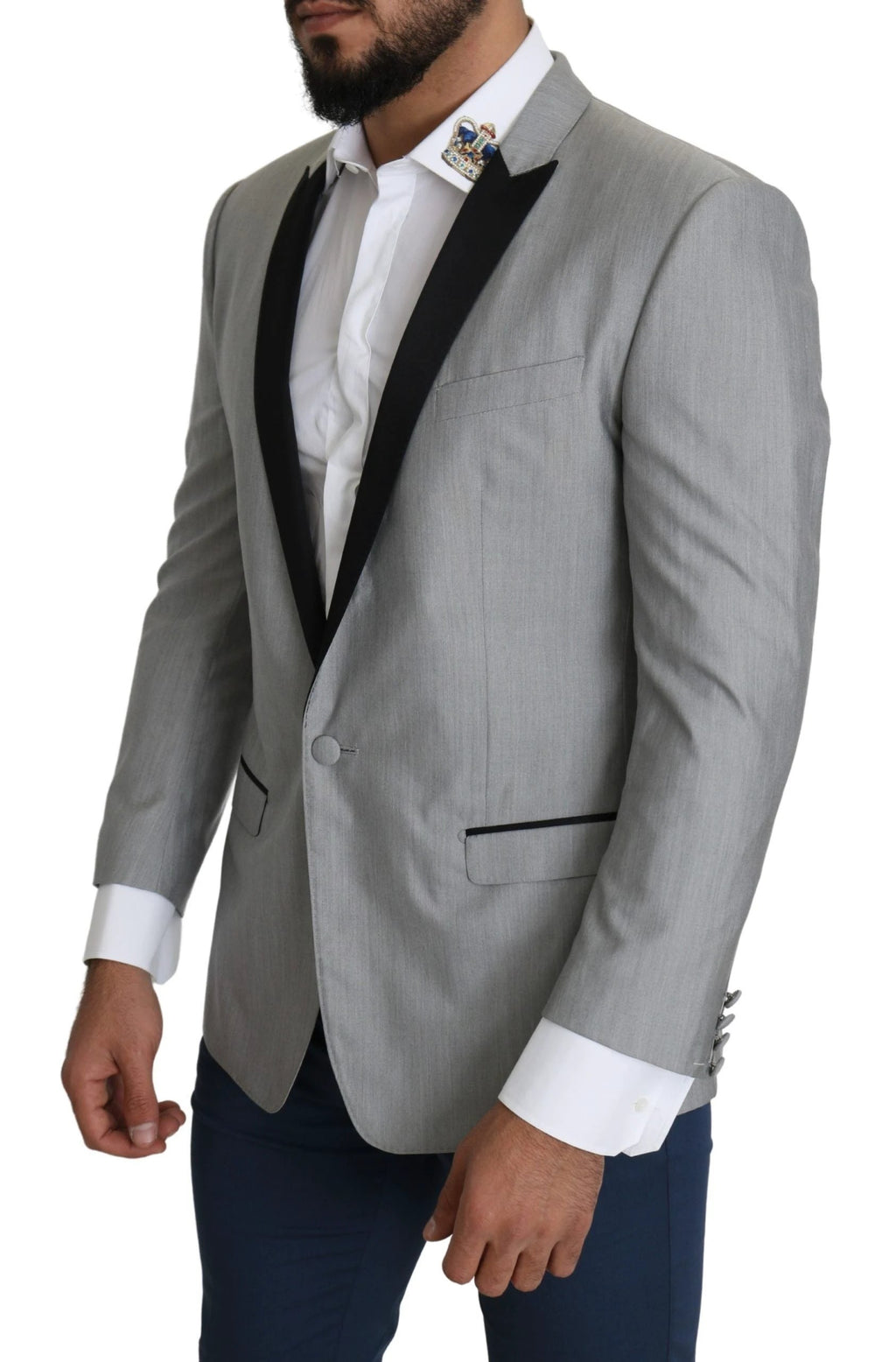 Dolce & Gabbana Light Gray Single Breasted SARTORIA Blazer by Dolce & Gabbana