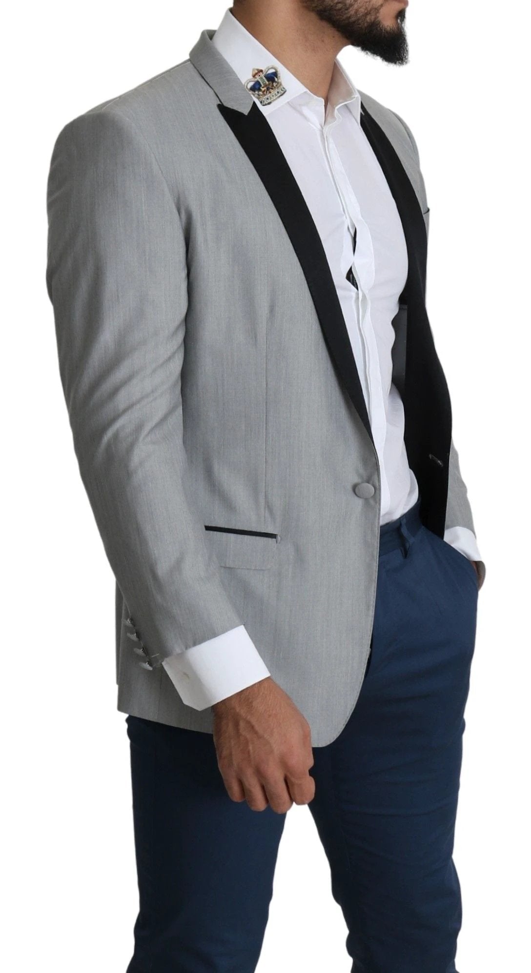 Dolce & Gabbana Light Gray Single Breasted SARTORIA Blazer by Dolce & Gabbana