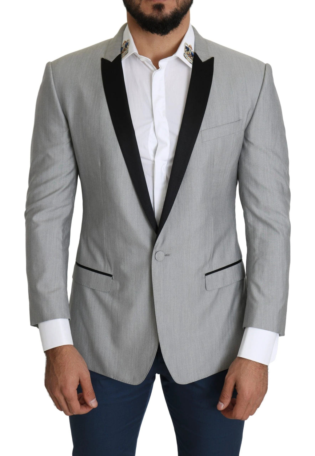 Dolce & Gabbana Light Gray Single Breasted SARTORIA Blazer by Dolce & Gabbana