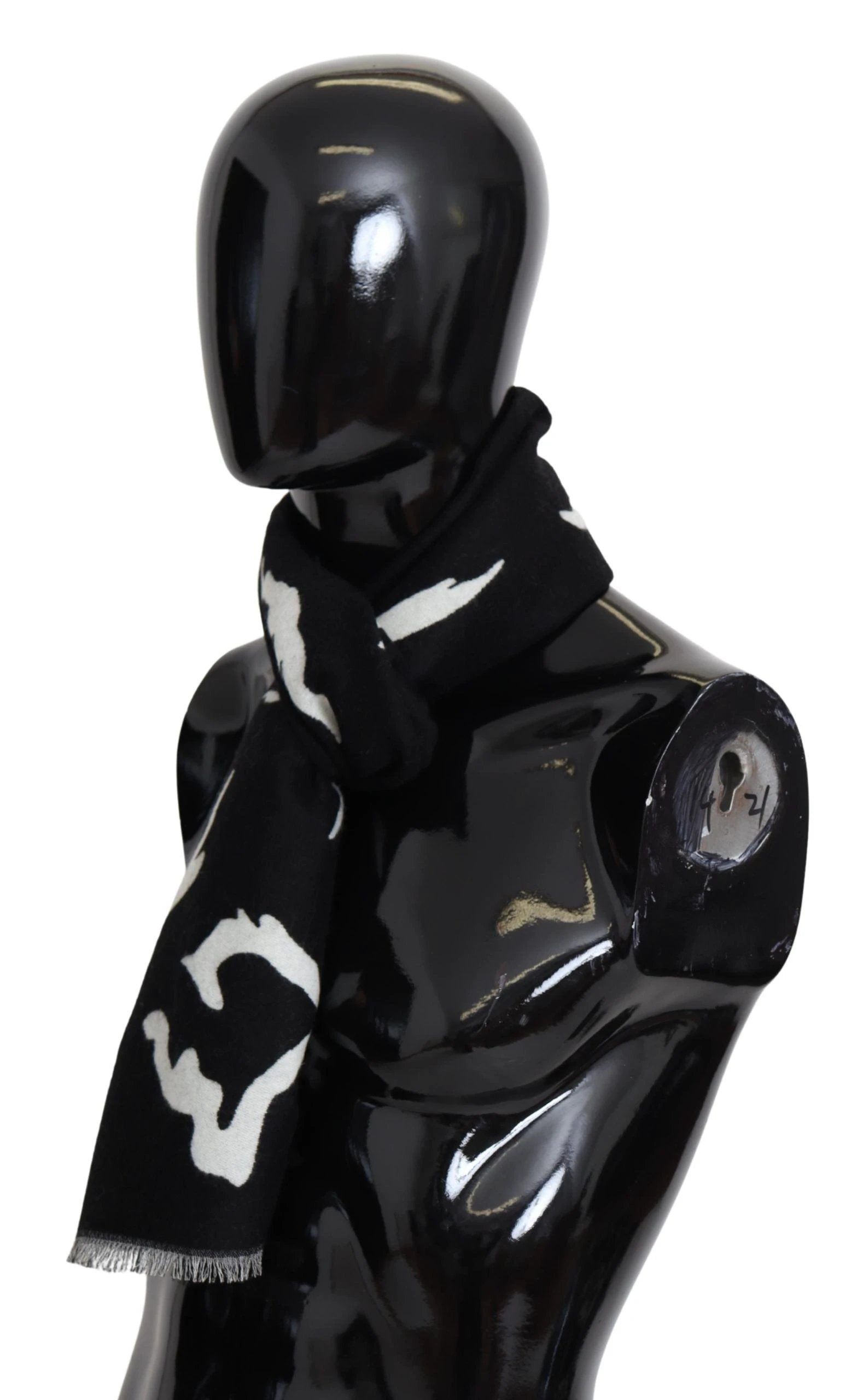 Givenchy Black White Wool Unisex Winter Warm Scarf Wrap Shawl by Givenchy
