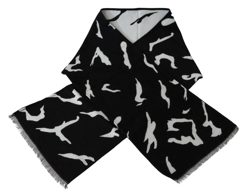 Givenchy Black White Wool Unisex Winter Warm Scarf Wrap Shawl by Givenchy