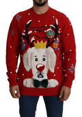 Dolce & Gabbana Red Christmas Dog Pullover Cashmere Sweater by Dolce & Gabbana