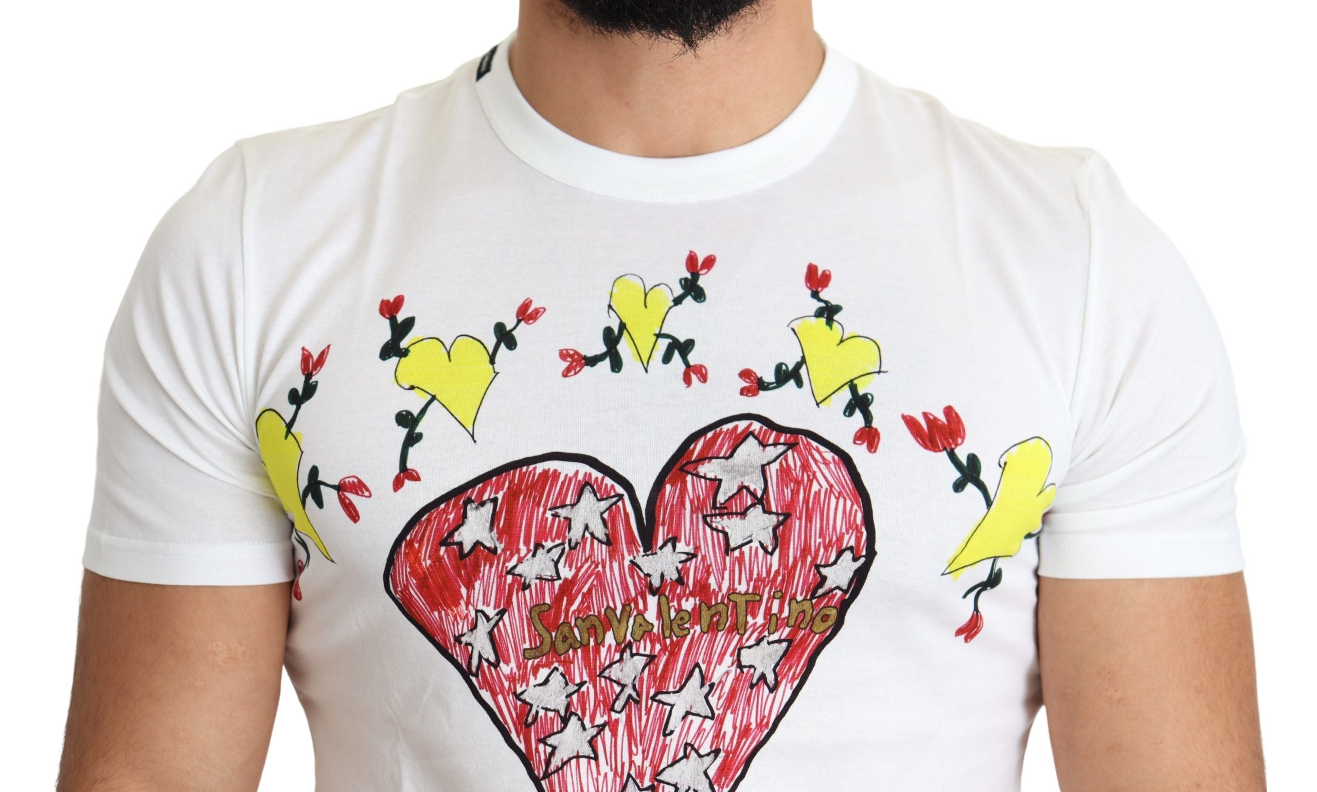 Dolce & Gabbana White Saint Valentine Print Cotton Men T-shirt by Dolce & Gabbana