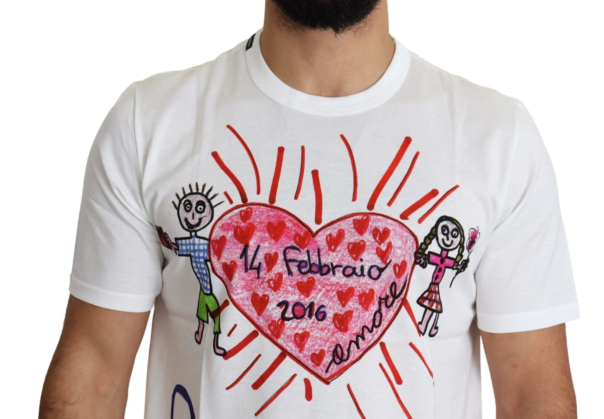 Dolce & Gabbana White Saint Valentine Hearts Print Men T-shirt by Dolce & Gabbana