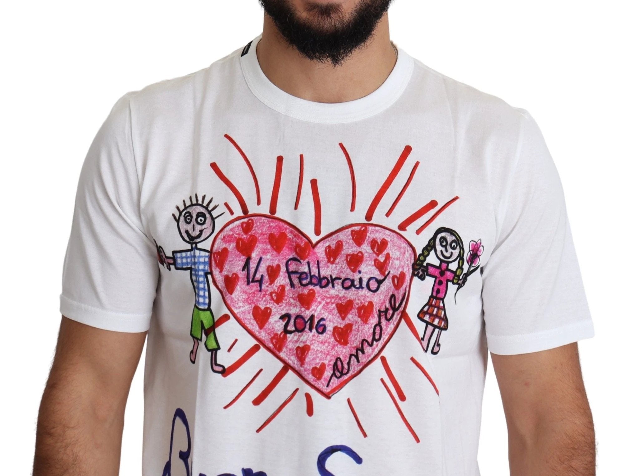 Dolce & Gabbana White Saint Valentine Hearts Print Men T-shirt by Dolce & Gabbana
