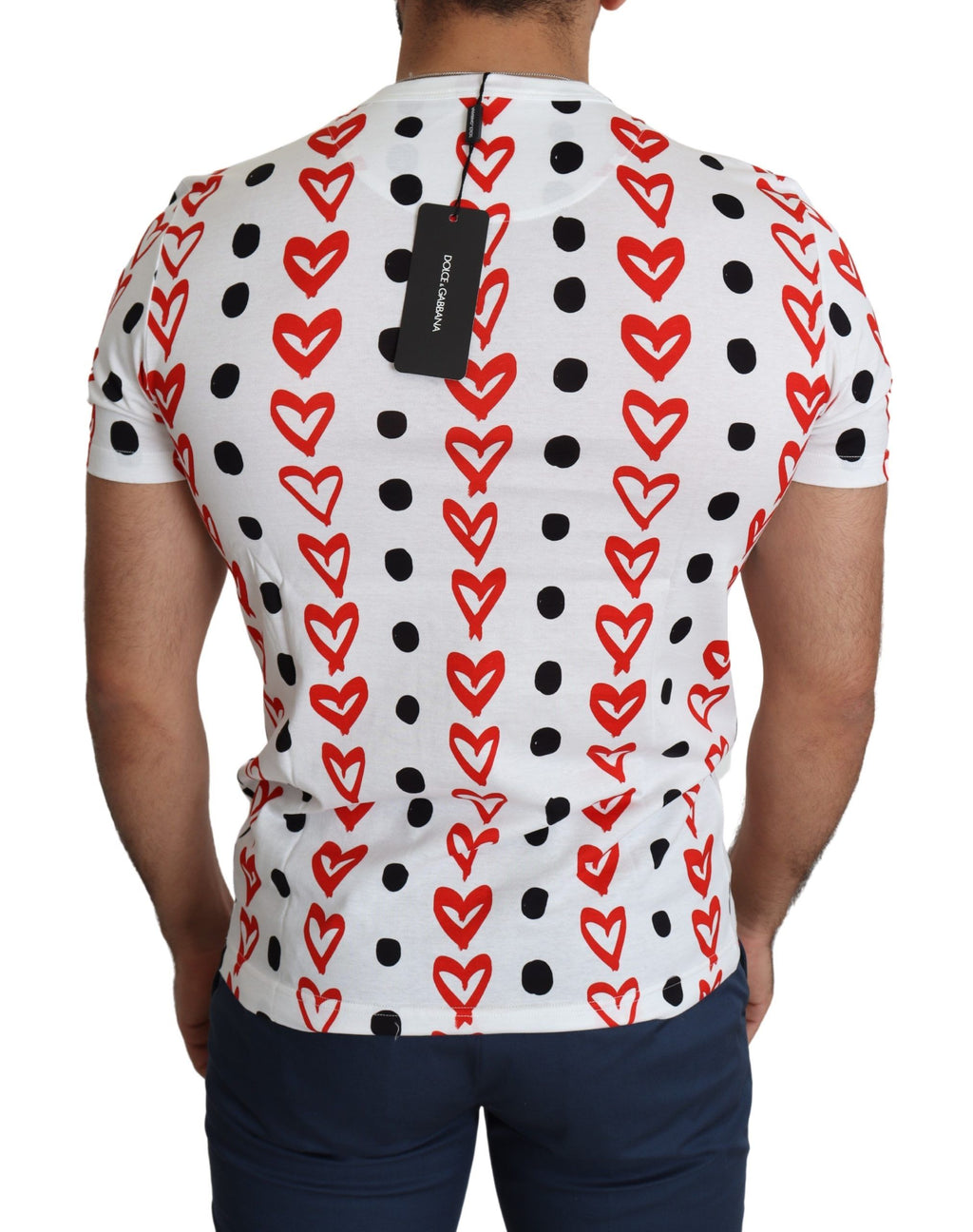 Dolce & Gabbana White Hearts Print Cotton Men Top T-shirt by Dolce & Gabbana