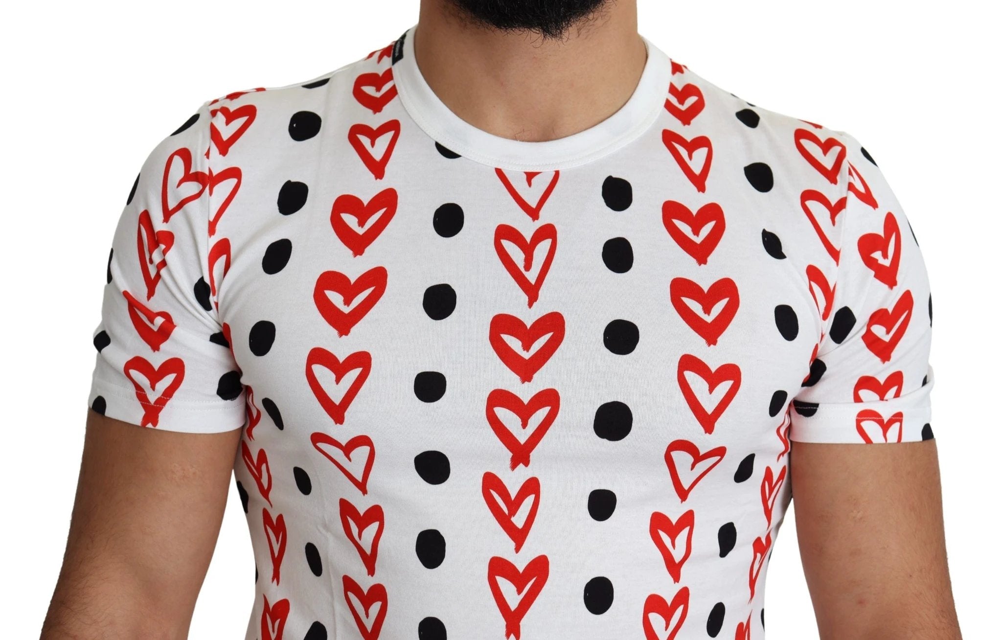Dolce & Gabbana White Hearts Print Cotton Men Top T-shirt by Dolce & Gabbana